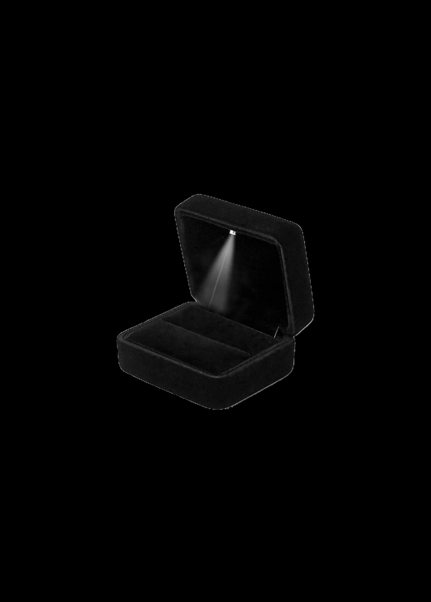 Ringschatulle Schwarz mit Licht - Ringschachtel mit LED-Licht aus Schwarzem Samt